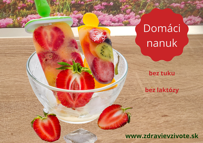 domáci nanuk, bez tuku, bez laktózy, ľahký na trávanie, málo kalórií, zdravý domáci nanuk, ovocný nanuk